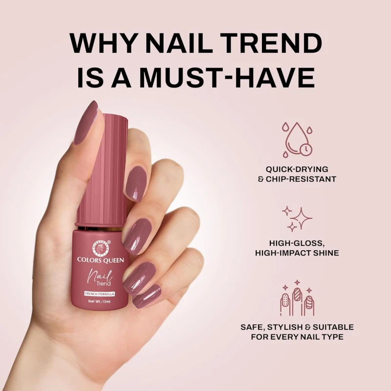 Colors Queen Nail Trend Glossy Nail Polish | Chip Resisting & Quick Drying Nail Paint with High Shine | 7 Toxin Free Formula | Vegan & Cruelty Free | Long Lasting & Vibrant Nail Paint for Women ( Tapestry, 13ml) thumbnail 4